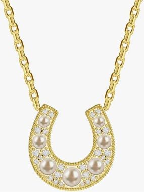 Gorgeous Neiman Marcus 18KT Gold vermeil Pearl Topaz Horseshoe necklace necklace